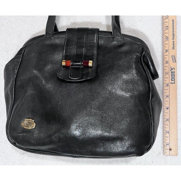 Etienne Aigner Vintage Leather Shoulder Bag Purse In Black W/ Bakelite Closure - Picture 13 of 14